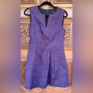 NWOT Nanette Lenore Purple Floral Sleeveless Brocade Skater-Type Dress, Size 4.